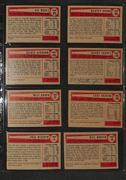 Lot Of 22 1954 Bowman Baseball Cards w/ Phil Rizzuto & Richie Ashburn